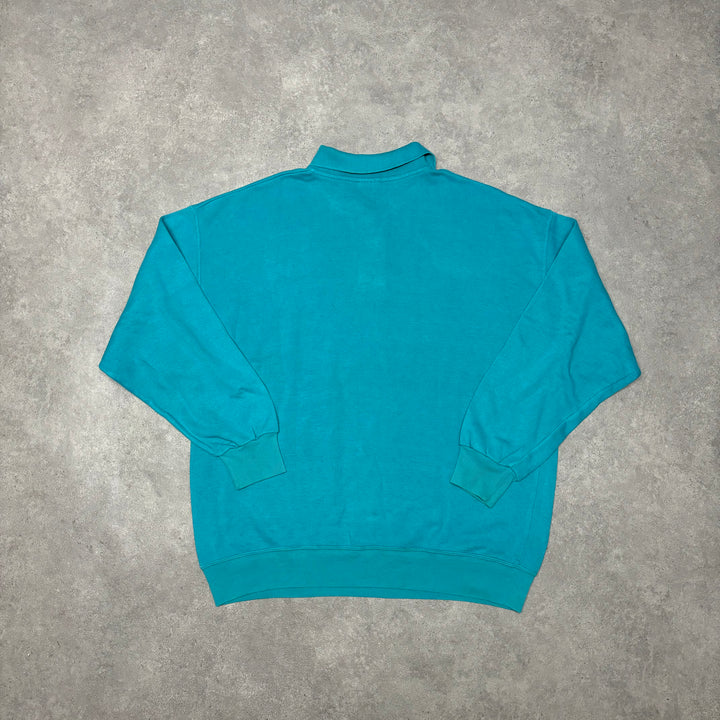 80's Vintage Nike Aqua Blue Collared Sweatshirt (XL)