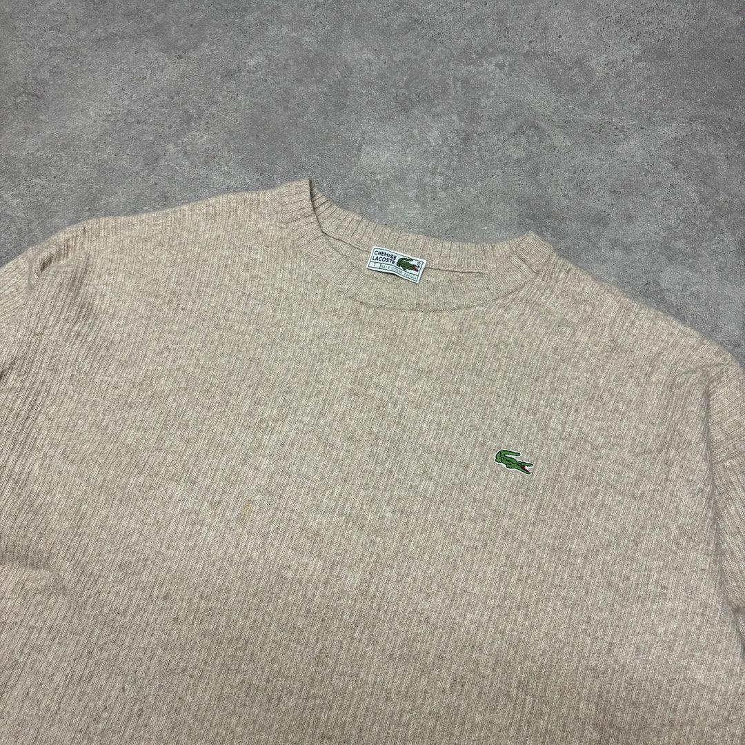 Vintage Lacoste Chemise Cream Knitted Sweater (XL)