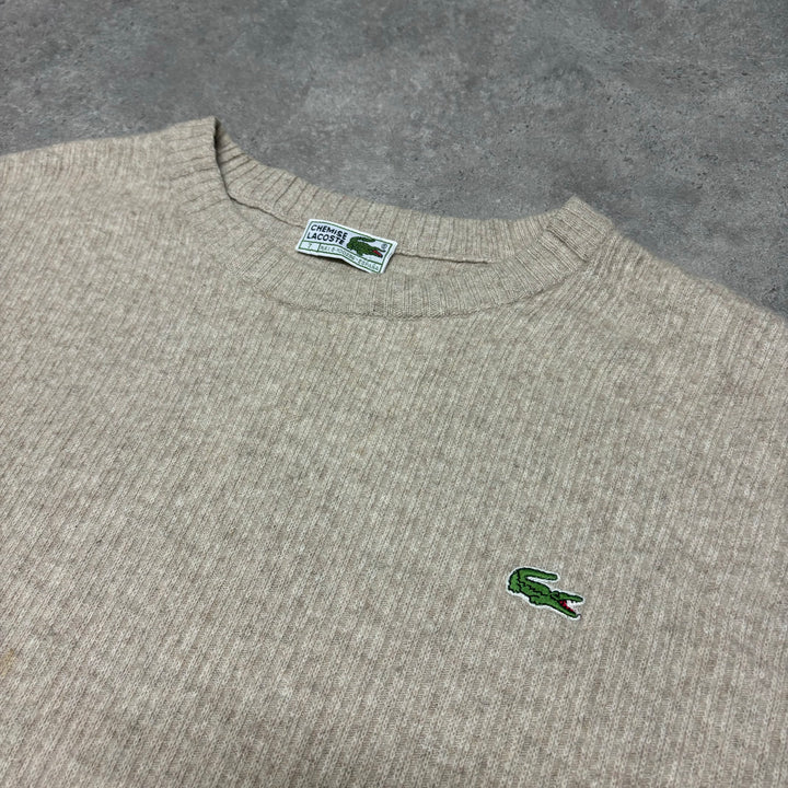 Vintage Lacoste Chemise Cream Knitted Sweater (XL)