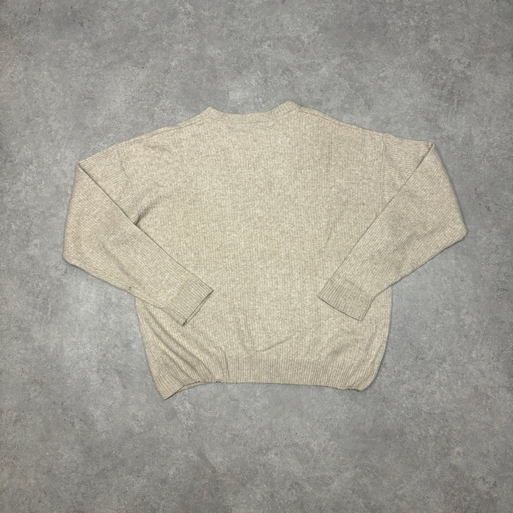 Vintage Lacoste Chemise Cream Knitted Sweater (XL)