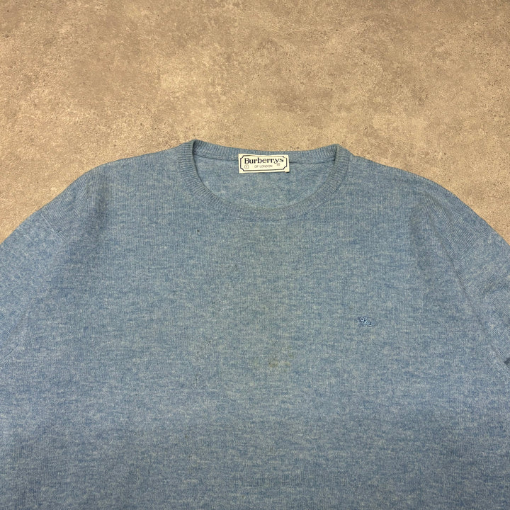 Vintage Burberry Baby Blue Crewneck Knitted Sweater (M)