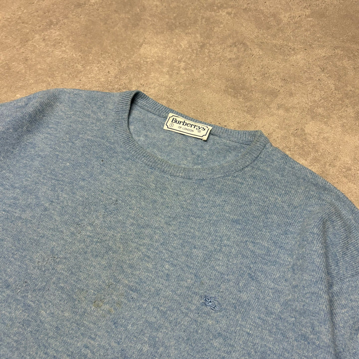 Vintage Burberry Baby Blue Crewneck Knitted Sweater (M)