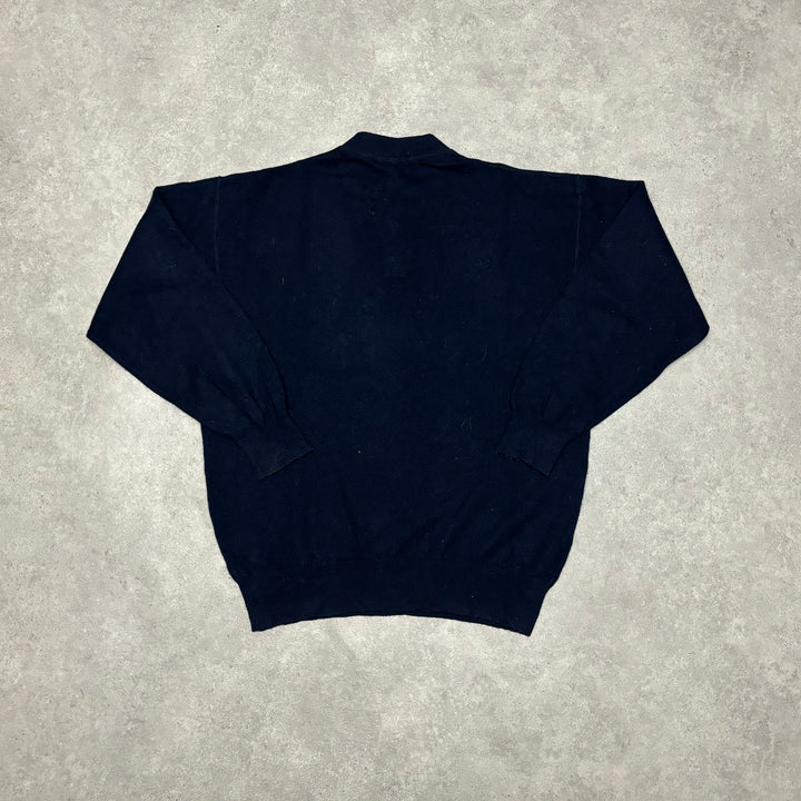 Vintage Burberry Navy Collared Knitted Sweater (L)