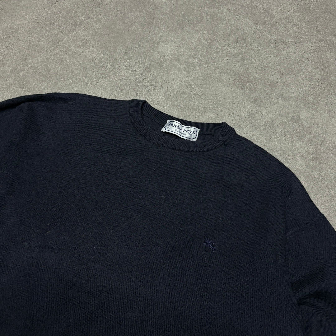 Vintage Burberry Navy Knitted Sweater (S)