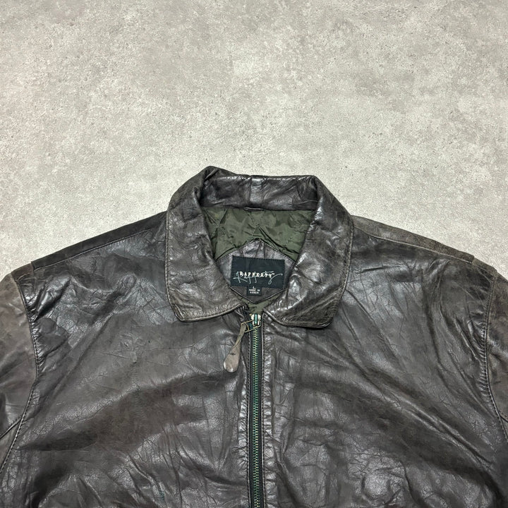 Vintage Faded Black Leather Flight Jacket