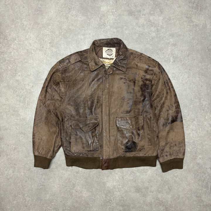 Vintage Faded Brown Flight Leather Jacket (L)