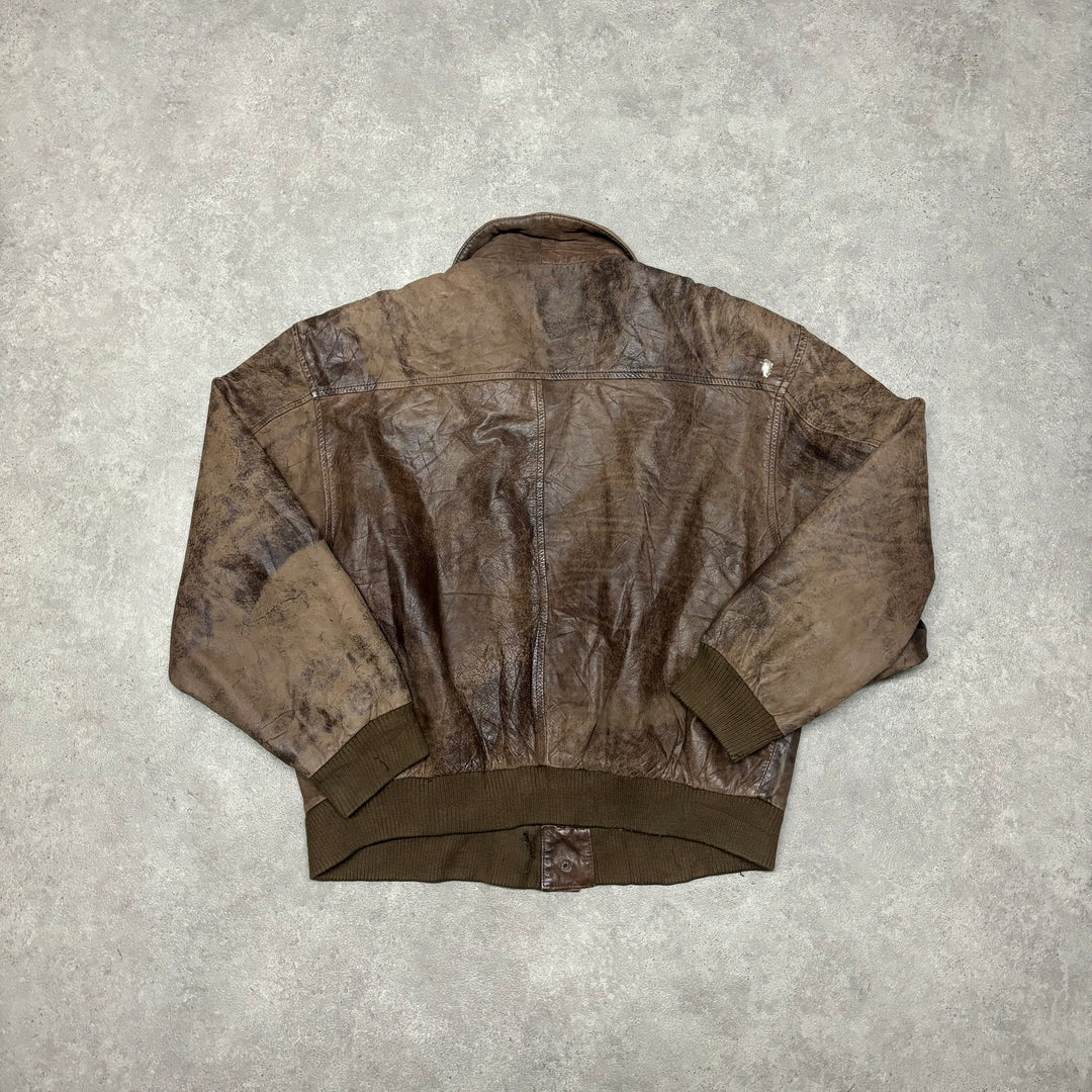 Vintage Faded Brown Flight Leather Jacket (L)