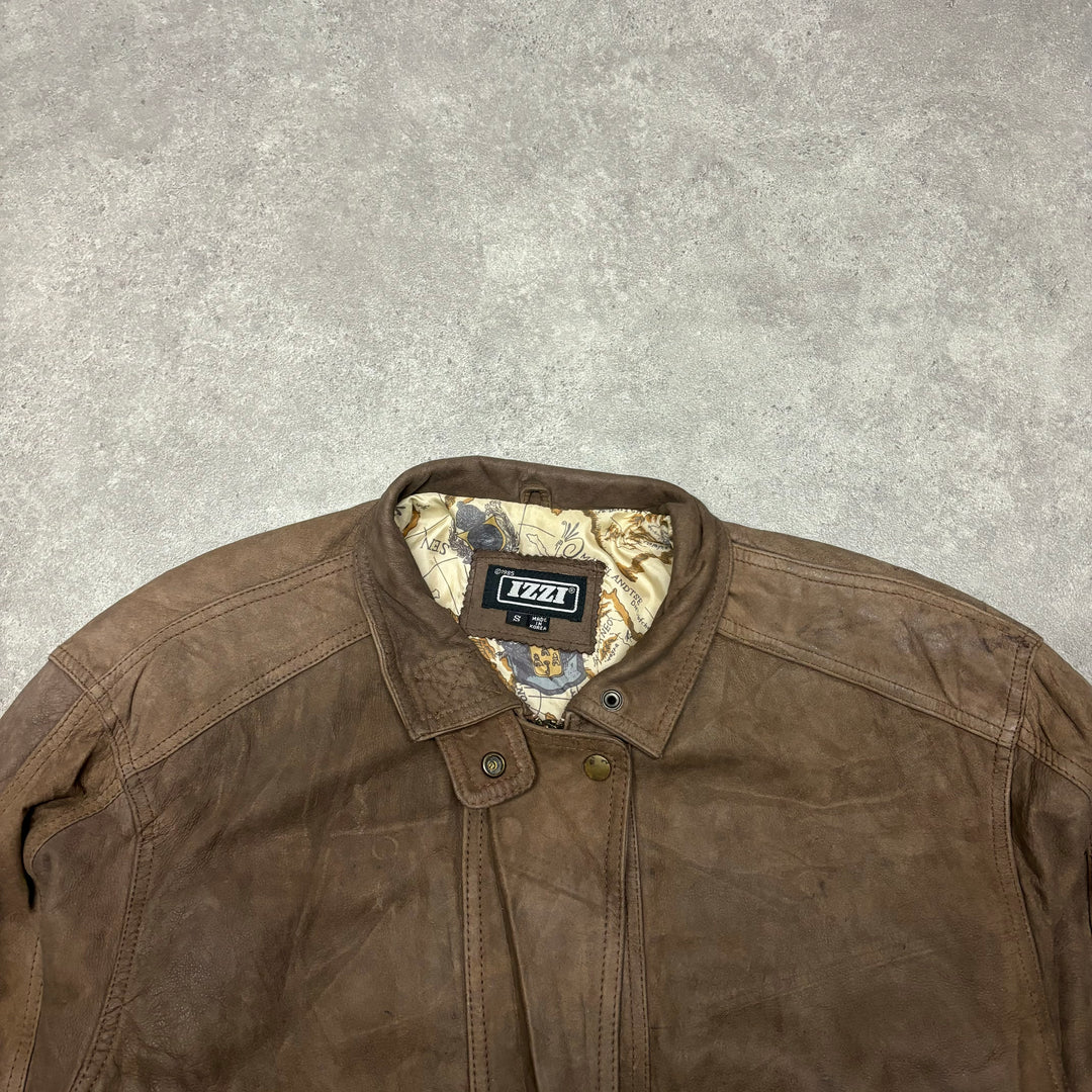 Vintage Brown Leather Flight Jacket (S)