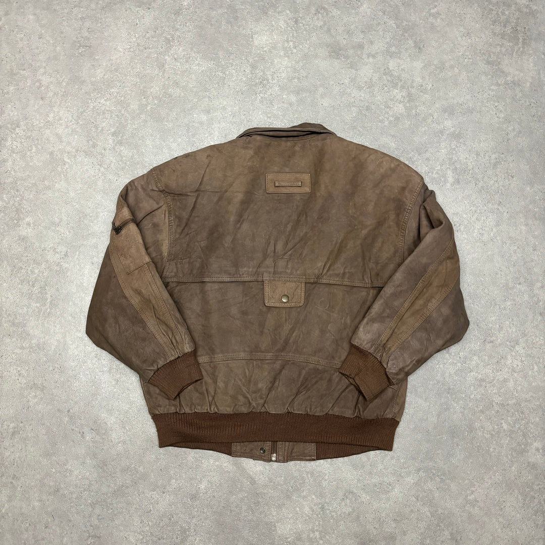 Vintage Brown Leather Flight Jacket (S)