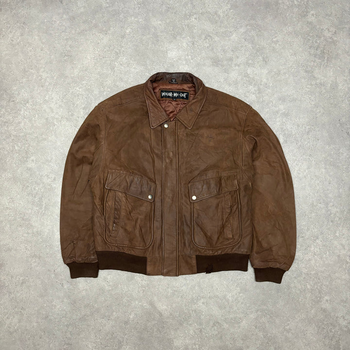 Vintage Brown Leather Flight Jacket (M)