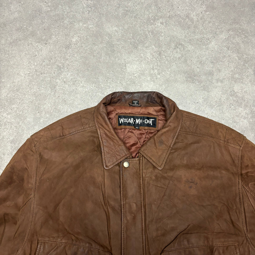 Vintage Brown Leather Flight Jacket (M)