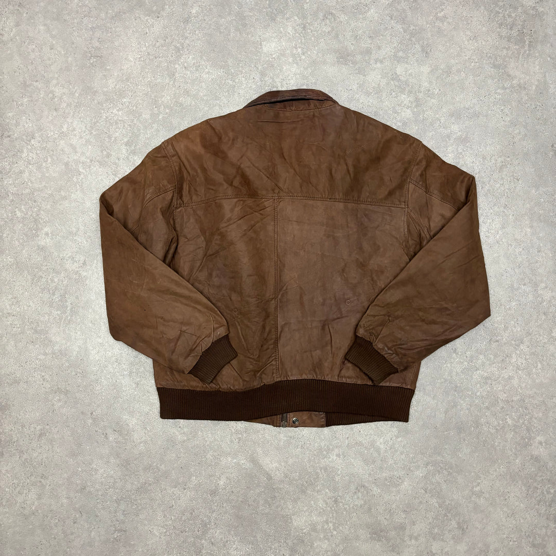 Vintage Brown Leather Flight Jacket (M)