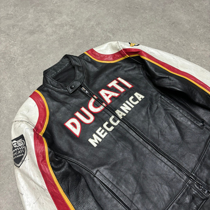 Vintage Ducatti Motorbike Black Leather Jacket (L)