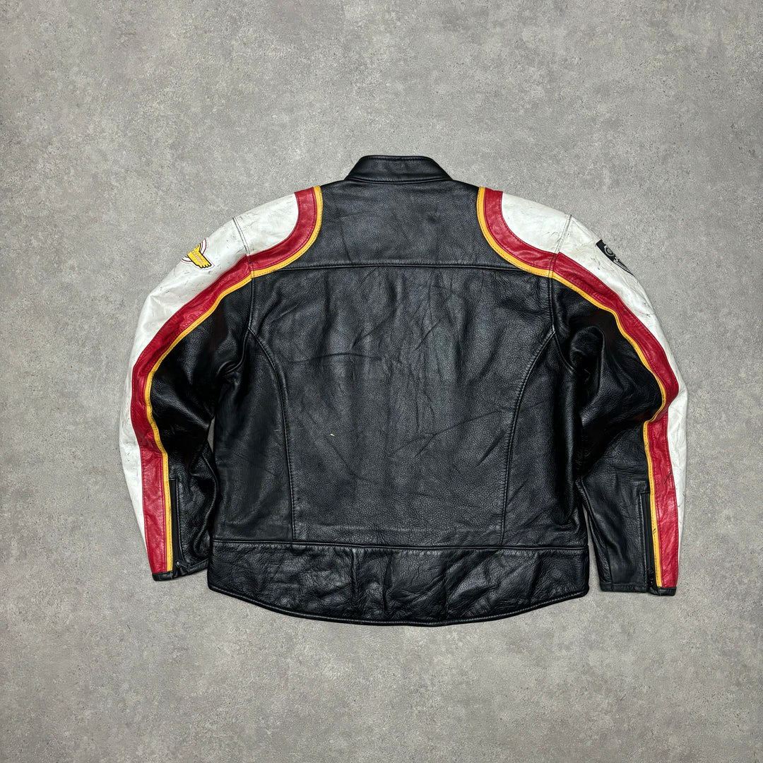 Vintage Ducatti Motorbike Black Leather Jacket (L)