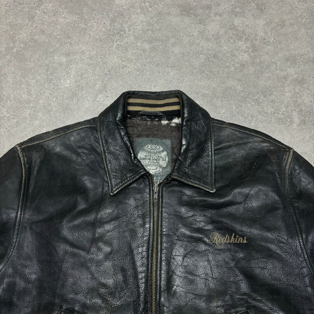 Vintage American Baseball Leather Black Jacket (L)