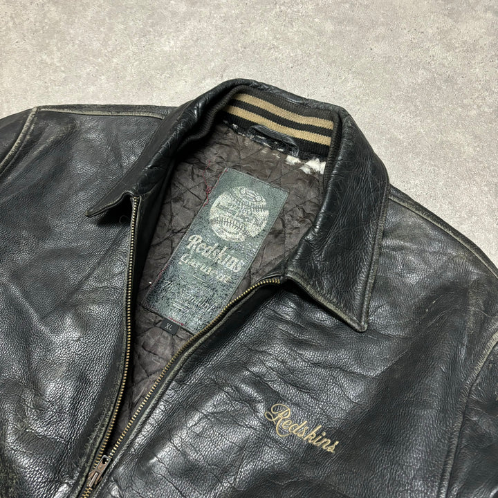 Vintage American Baseball Leather Black Jacket (L)