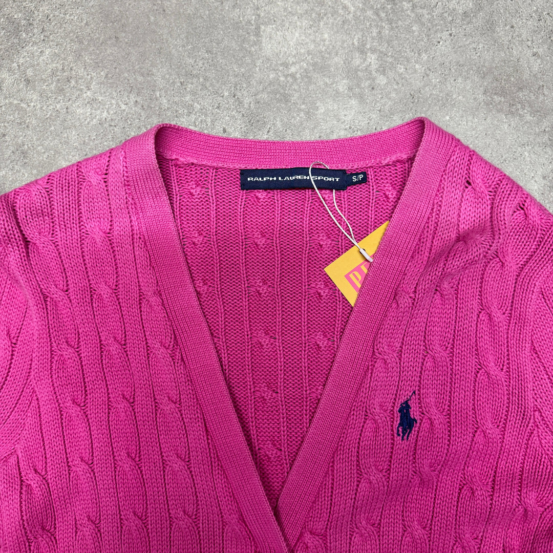 Polo Ralph Lauren  Cable Knit Full Button  Cardigan Size S Pink