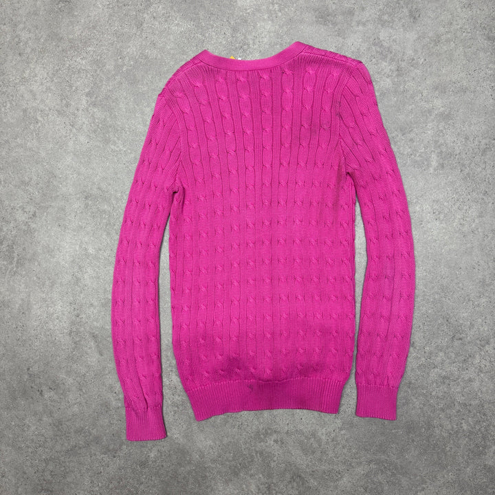 Polo Ralph Lauren  Cable Knit Full Button  Cardigan Size S Pink