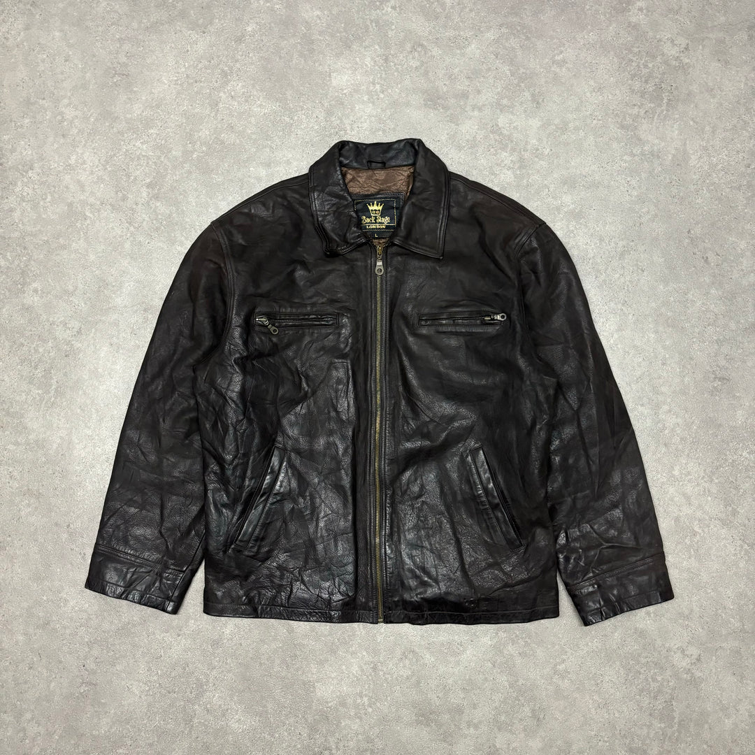 Vintage Dark Brown Leather Jacket (L)