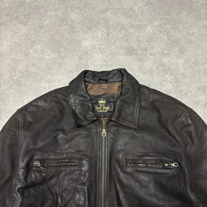 Vintage Dark Brown Leather Jacket (L)