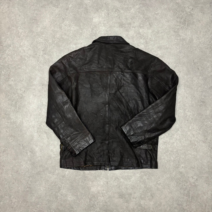 Vintage Dark Brown Leather Jacket (L)