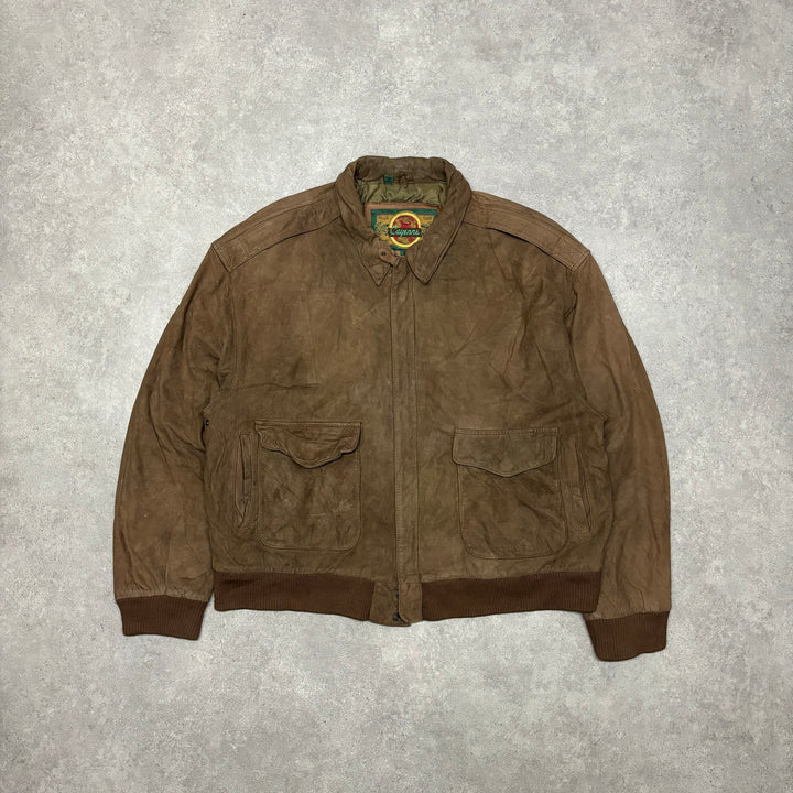 Vintage Brown Leather Flight Jacket (XL)