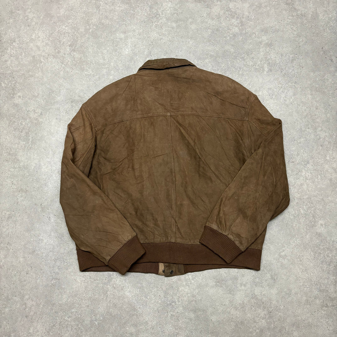 Vintage Brown Leather Flight Jacket (XL)