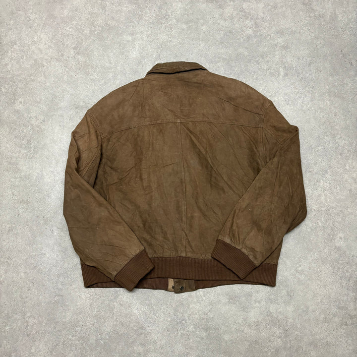 Vintage Brown Leather Flight Jacket (XL)