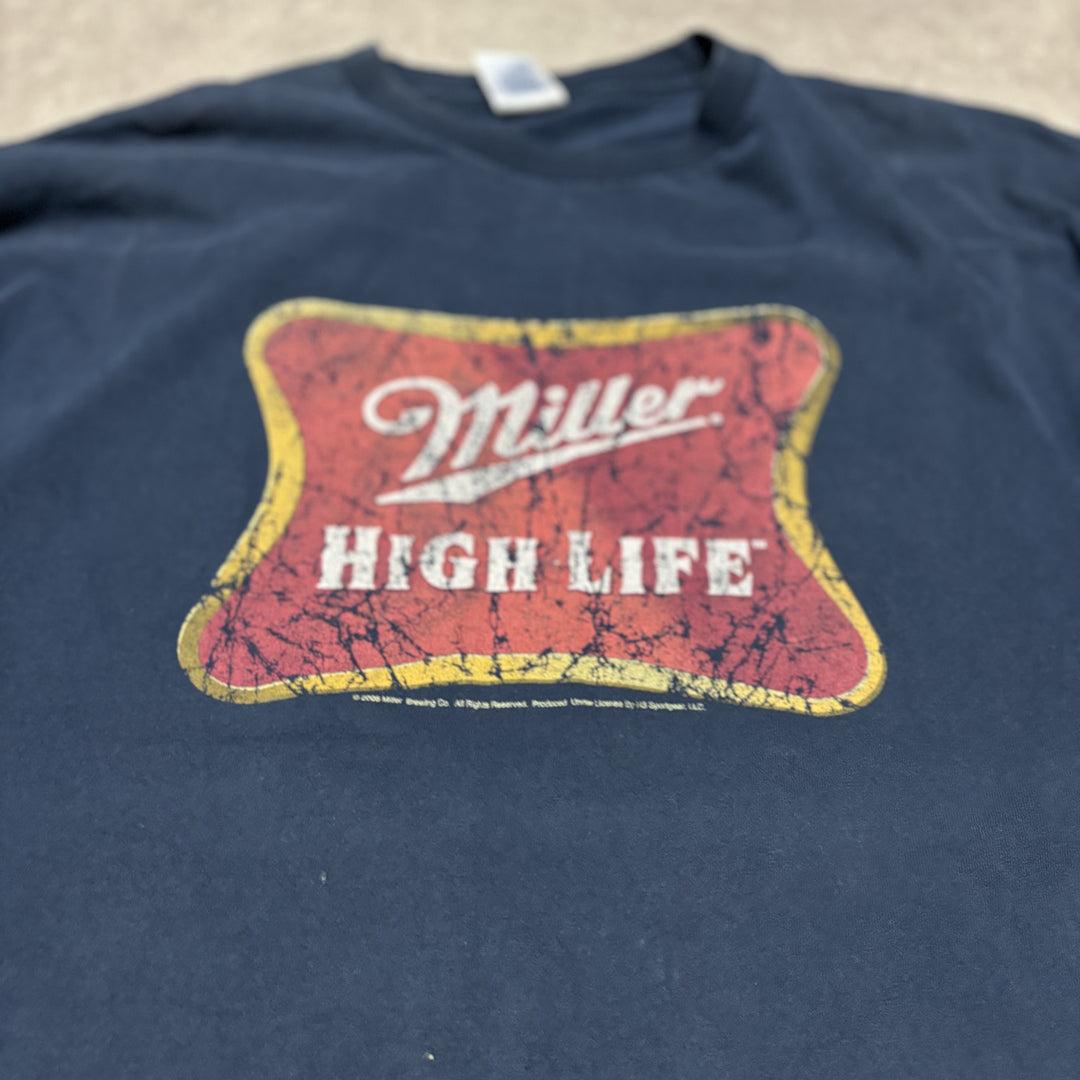 05' Vintage Miller Beer Navy Graphic T-Shirt (XXL)