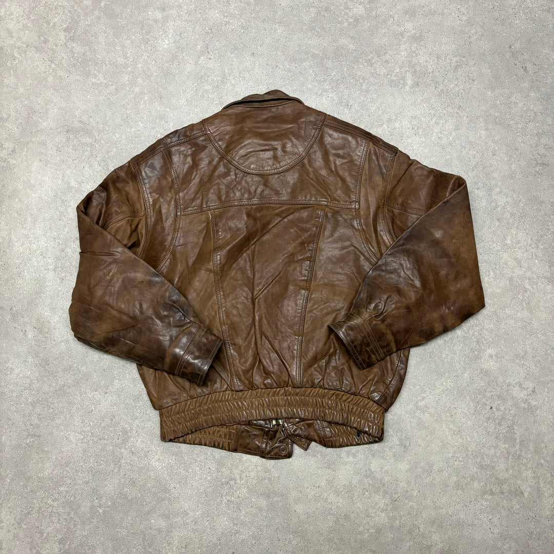 Vintage Faded Brown Leather Flight Jacket (S)