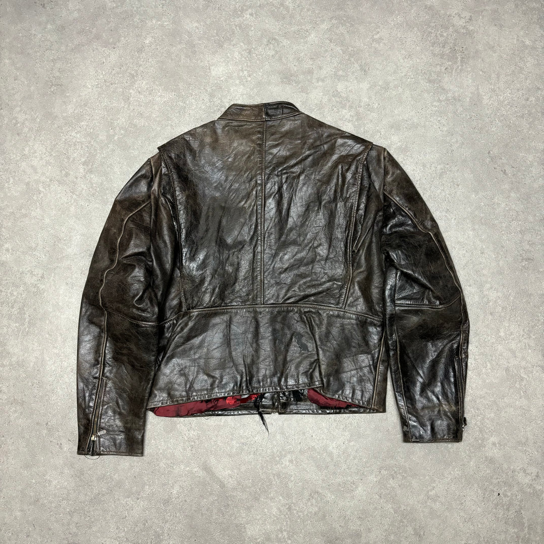 Vintage Faded Black Leather Flight Jacket (L)