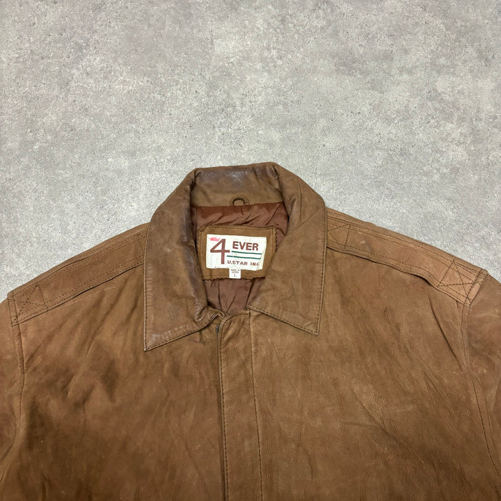 Vintage Light Brown Leather Flight Jacket (L)