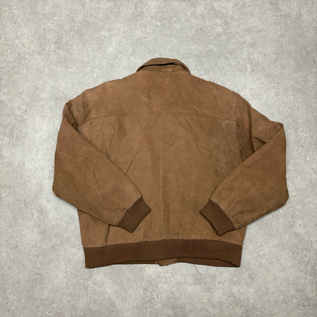 Vintage Light Brown Leather Flight Jacket (L)