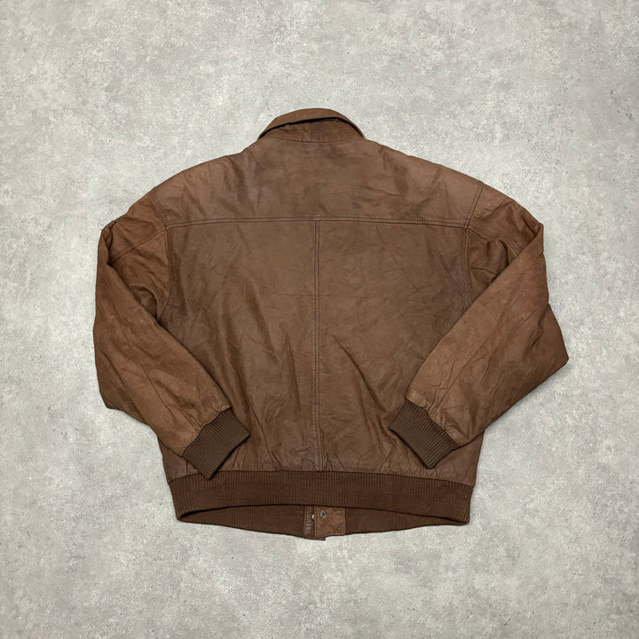 Vintage Light Brown Leather Flight Jacket (S)