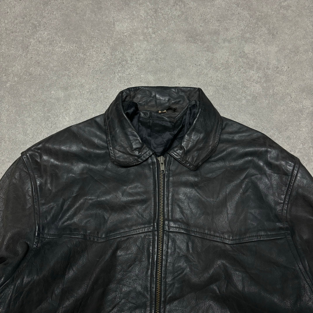 Vintage Black Leather Jacket (L)