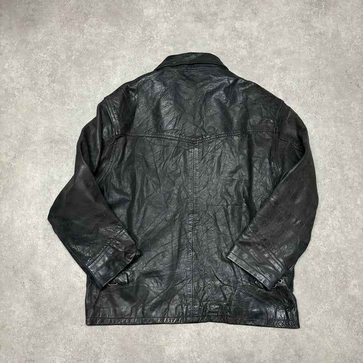 Vintage Black Leather Jacket (L)