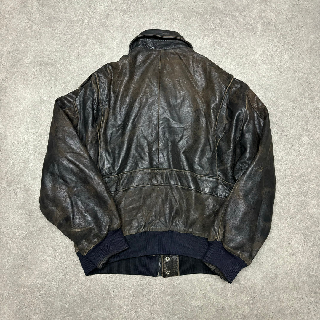 Vintage Black leather Flight Jacket (M)