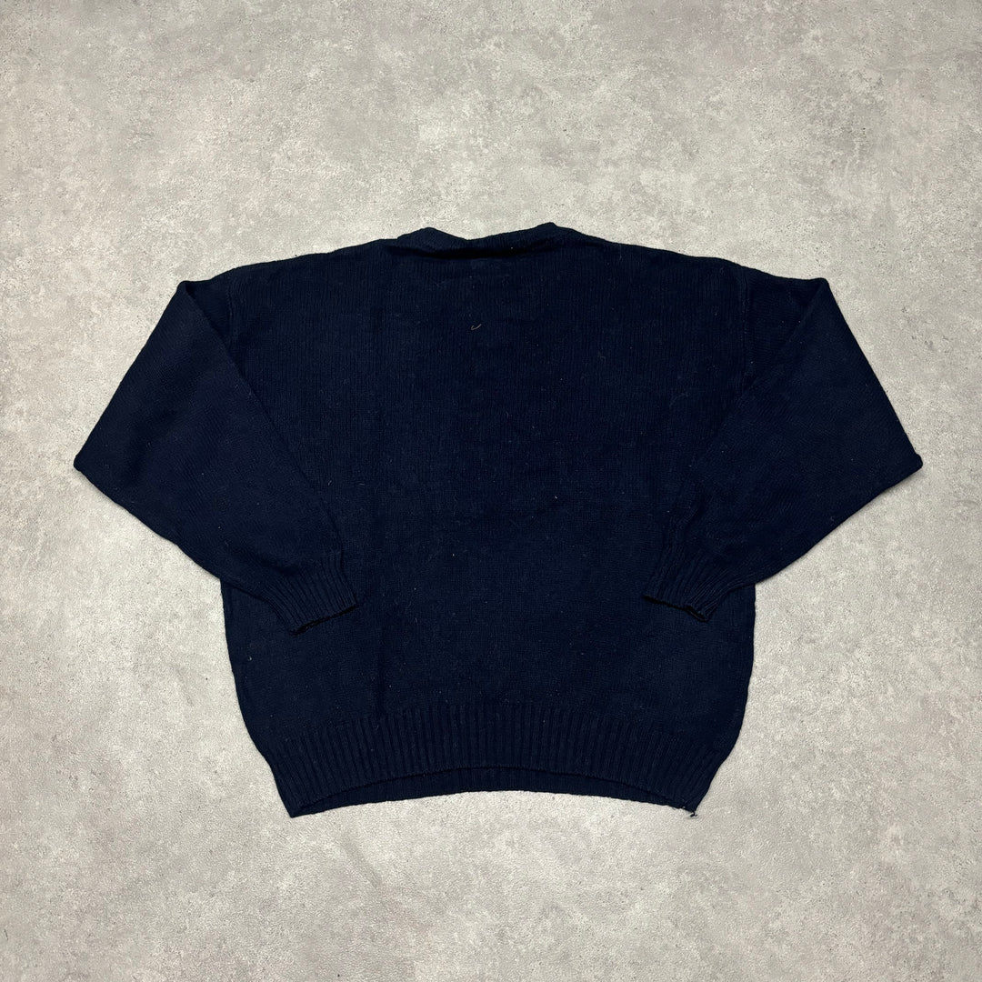 Vintage Burberry Navy Heavy Knitted Sweater (XL)