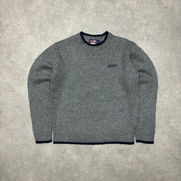 Vintage Diesel Heavy Knitted Grey Jumper (L)