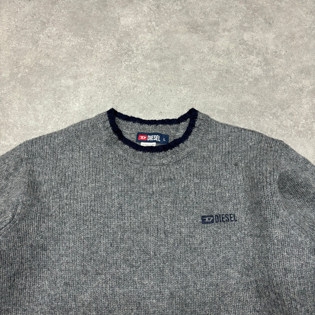 Vintage Diesel Heavy Knitted Grey Jumper (L)