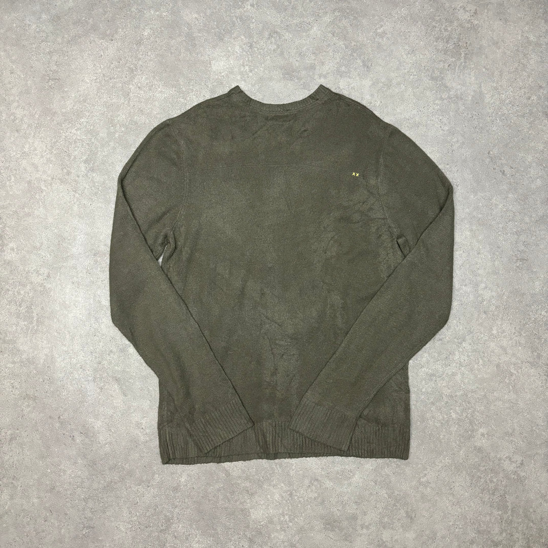 Vintage Quiksilver V-Neck Green Knitted Sweater (XL)