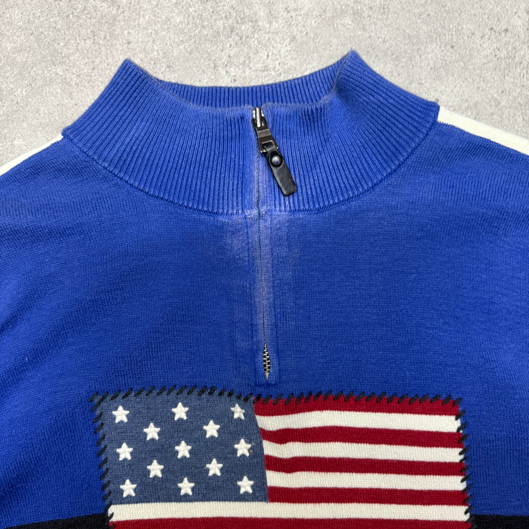 Polo Ralph Lauren Quarter Zip American Flag One Size S  Blue