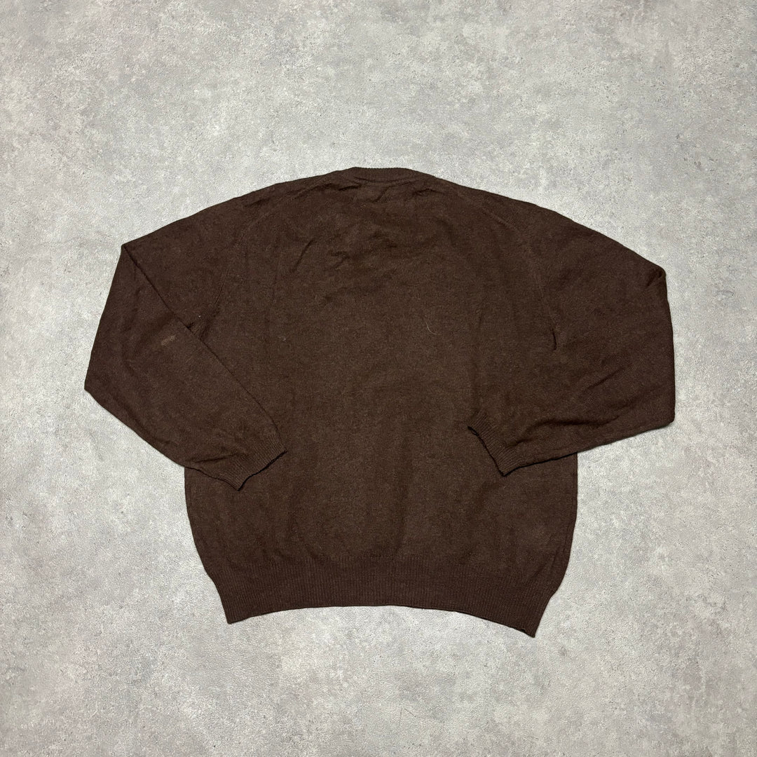 Vintage Burberry Brown V-Neck Knitted Sweater (M)