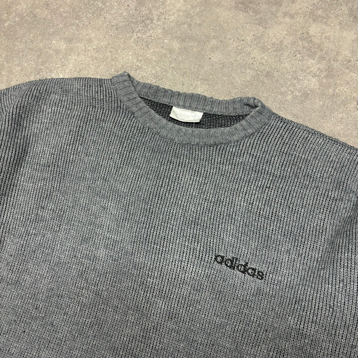 Vintage Adidas Grey Heavy Knitted Sweater (XXL)