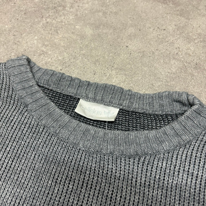 Vintage Adidas Grey Heavy Knitted Sweater (XXL)