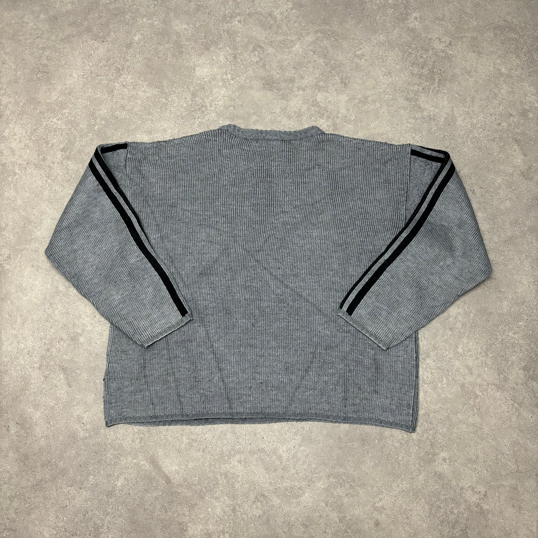 Vintage Adidas Grey Heavy Knitted Sweater (XXL)