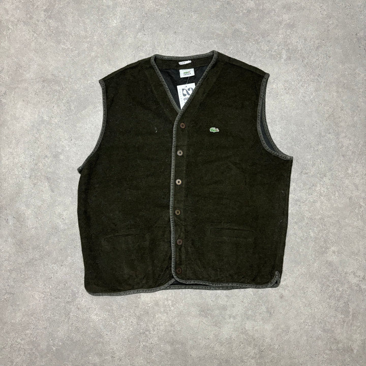 Vintage Lacoste Khaki Knitted Sweater Vest (XL)