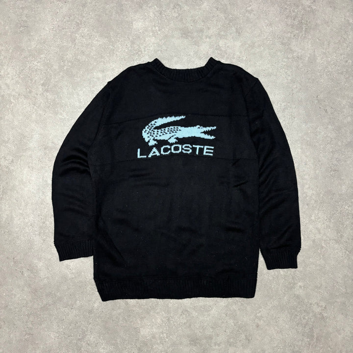 Vintage Lacoste Black Large Logo Knitted Swearer (XL)