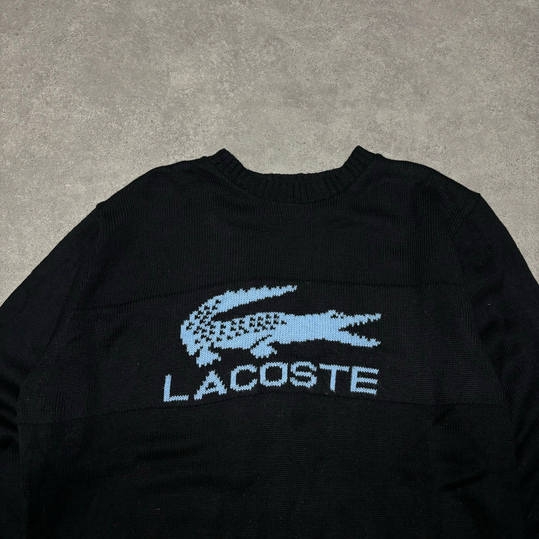 Vintage Lacoste Black Large Logo Knitted Swearer (XL)