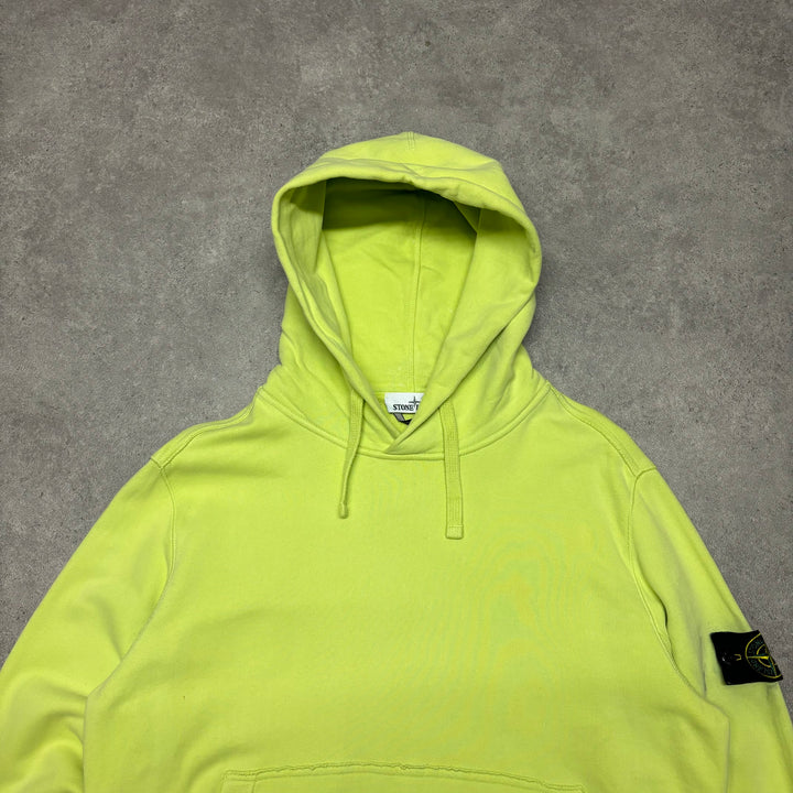 Vintage Stone Island Lime Green Pullover Hoodie (XL)